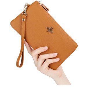 *NEW* Women's Wristlet Wallet, Leather Clutch Purse with Wrist Strap